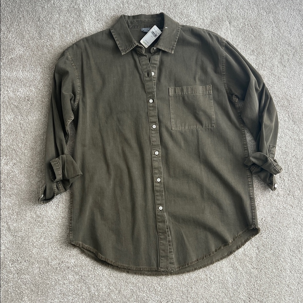 Aerie Green Button Down Shirt Sm